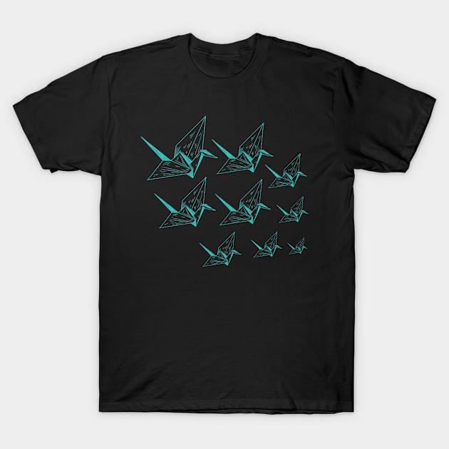 Origami Crane Cranes Japanese Art Gift T-Shirt by Jackys Design Room